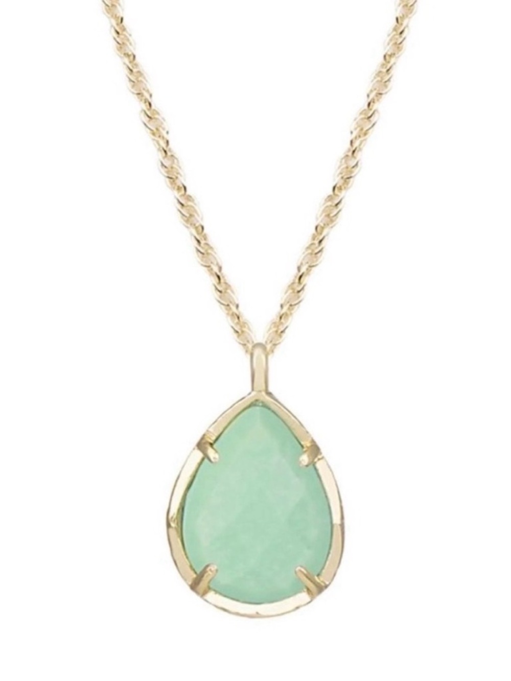 Kendra Scott Gold Teardrop Mint Green Pendant Necklace